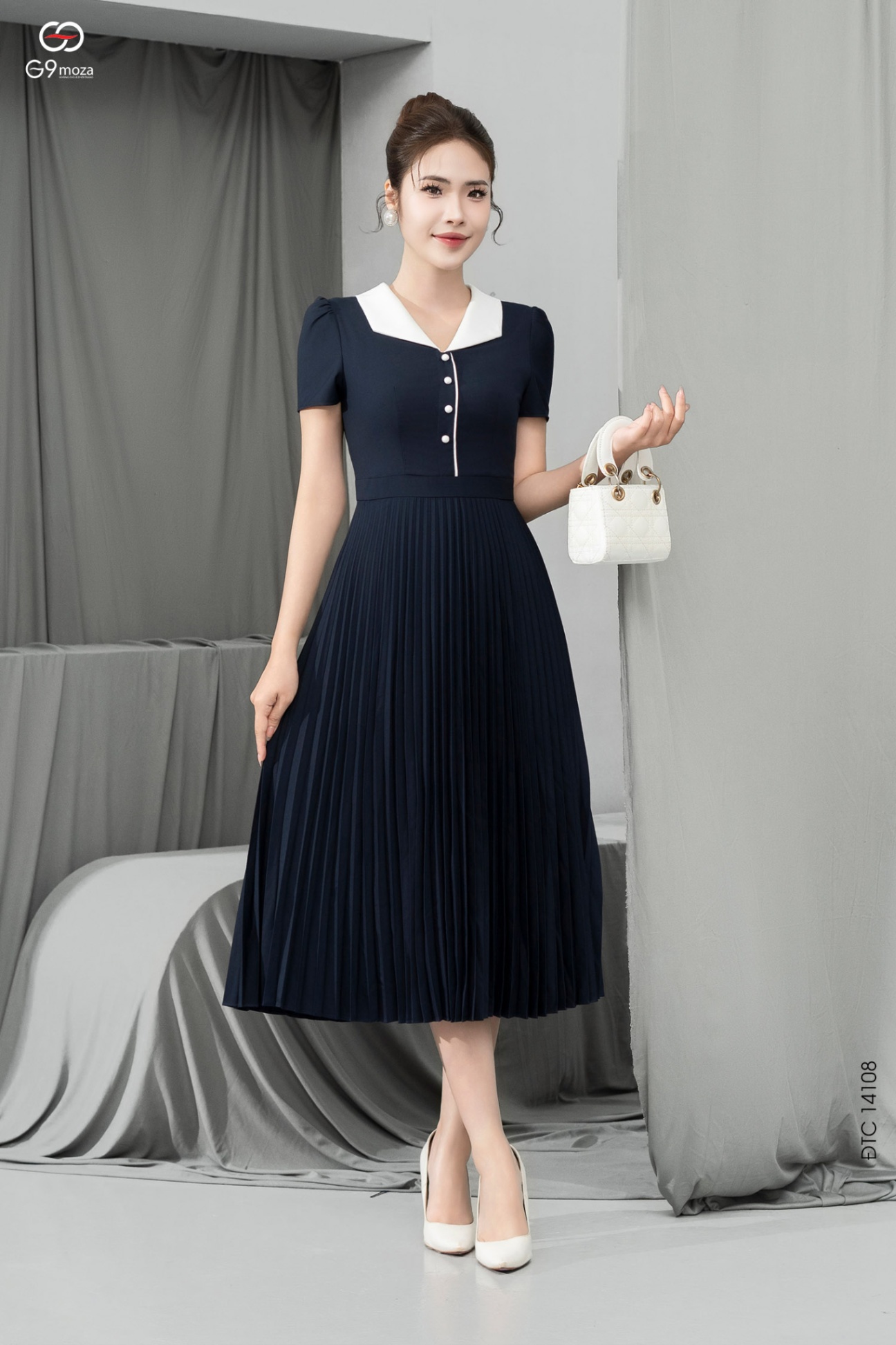 Đầm xếp ly tay ngắn 25S17ĐTCS14108-1