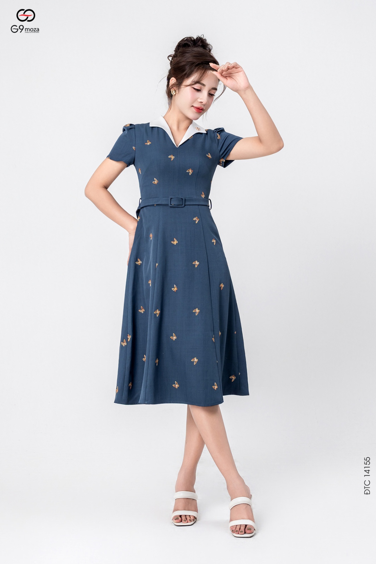 Đầm tay cộc dáng xòe kèm đai 25S51ĐTCX14155-1