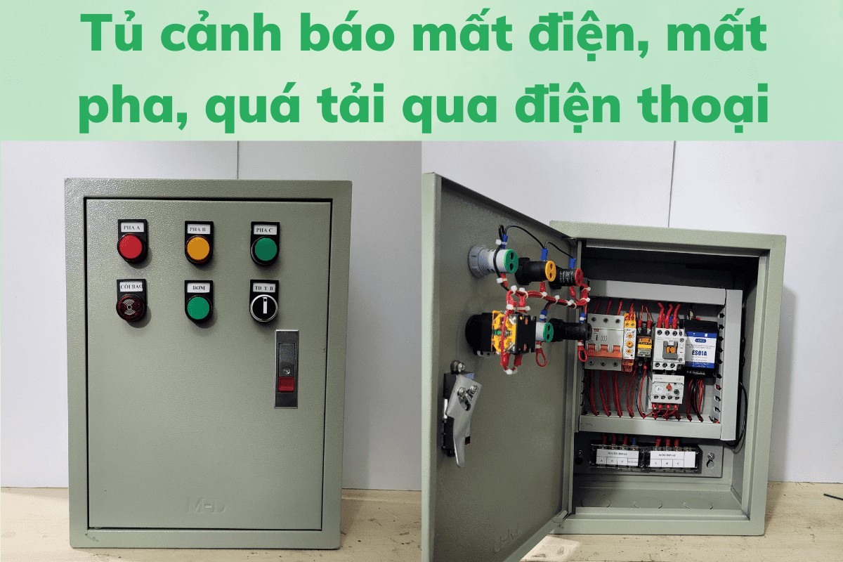 Tủ cảnh báo mất điện qua điện thoai, chống mất pha, quá tải trong trang trại