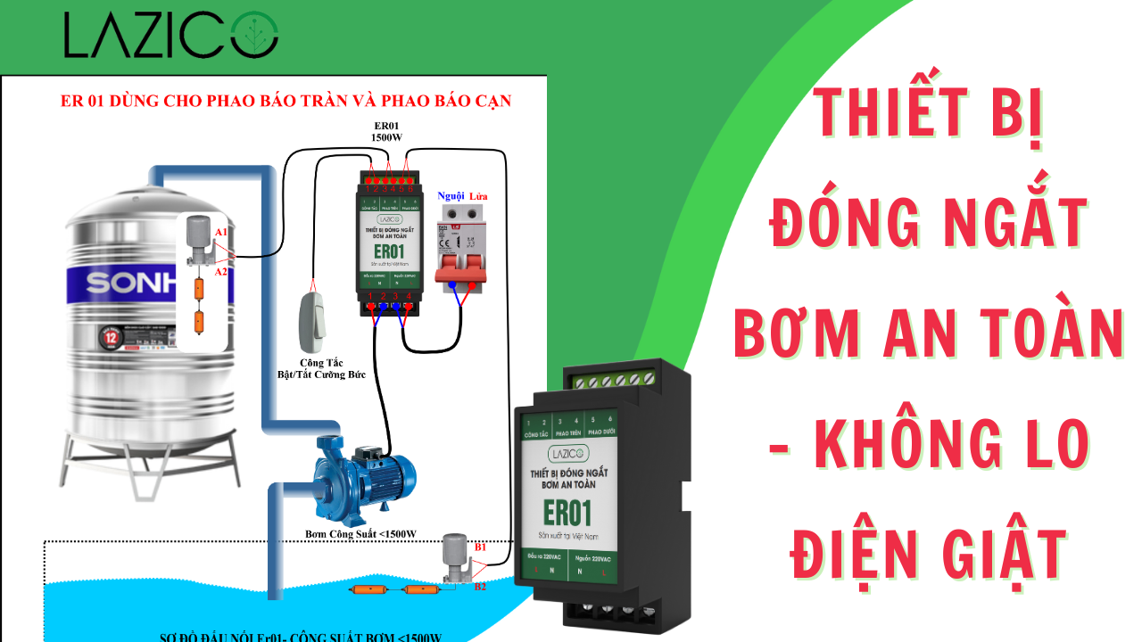 Thiết bị đóng ngắt bơm phao an toàn, không lo điện giật