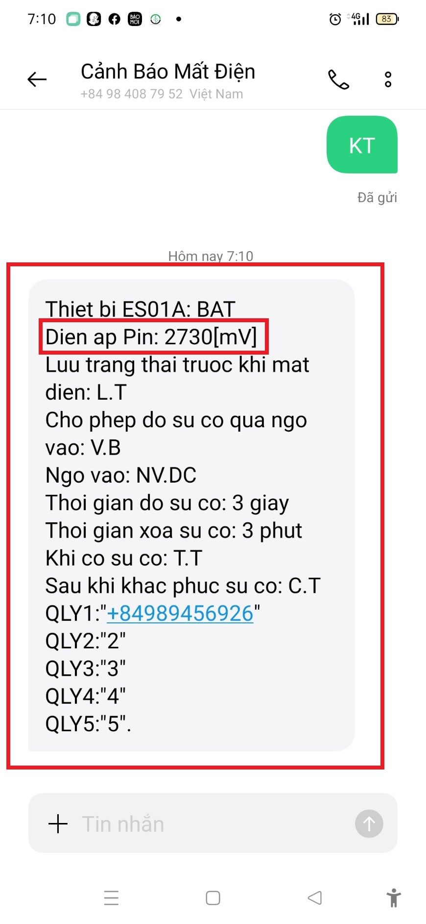 Pin ở mức dưới 2800[mV]