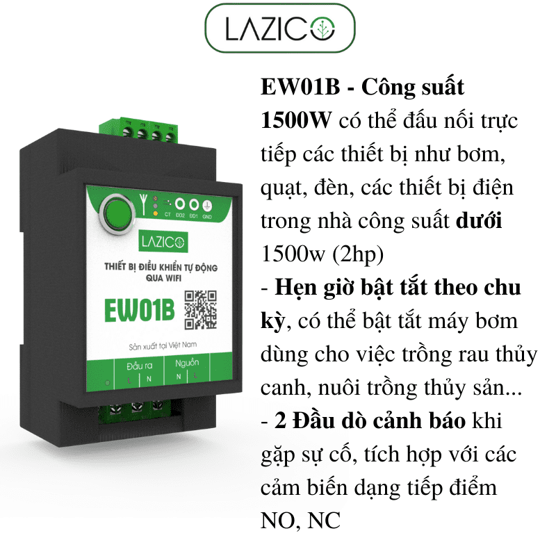 EW01B - Bộ điều khiển từ xa qua wifi 1 kênh công suất 1500w, giám sát từ xa