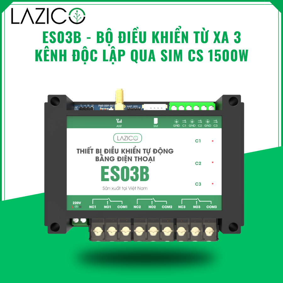 ES03B Thiết bị điều khiển từ xa qua điện thoại 3 cổng độc lập 1500W