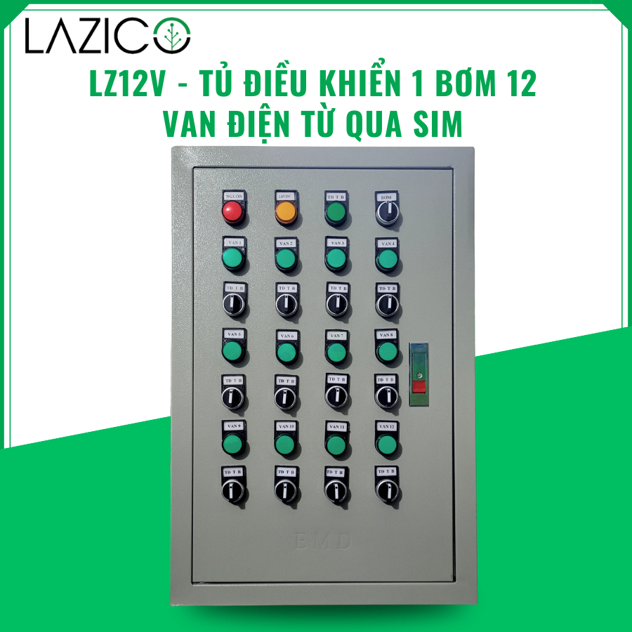 LZ12B - Tủ điều khiển 1 bơm 12 van (12V, 24V, 220V) dùng SIM