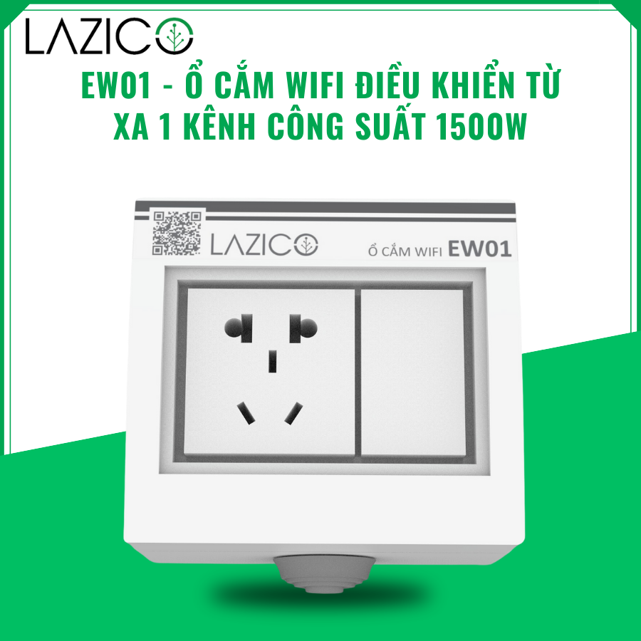 EW01 - Ổ cắm wifi điều khiển từ xa 1 kênh công suất 1500W, tiện lợi không cần đấu nối