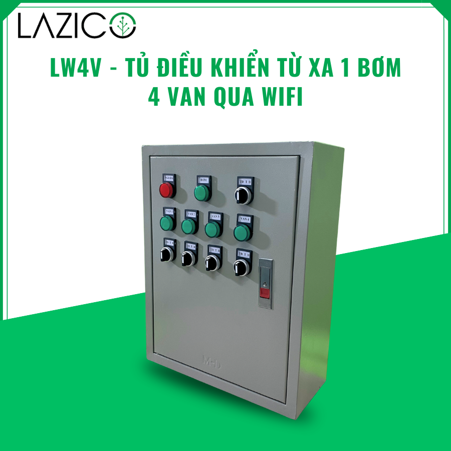 LW4V - Tủ điều khiển từ xa qua wifi 1 bơm 4 van điện từ (24VDC, 220VAC) Bơm 3HP 1Pha