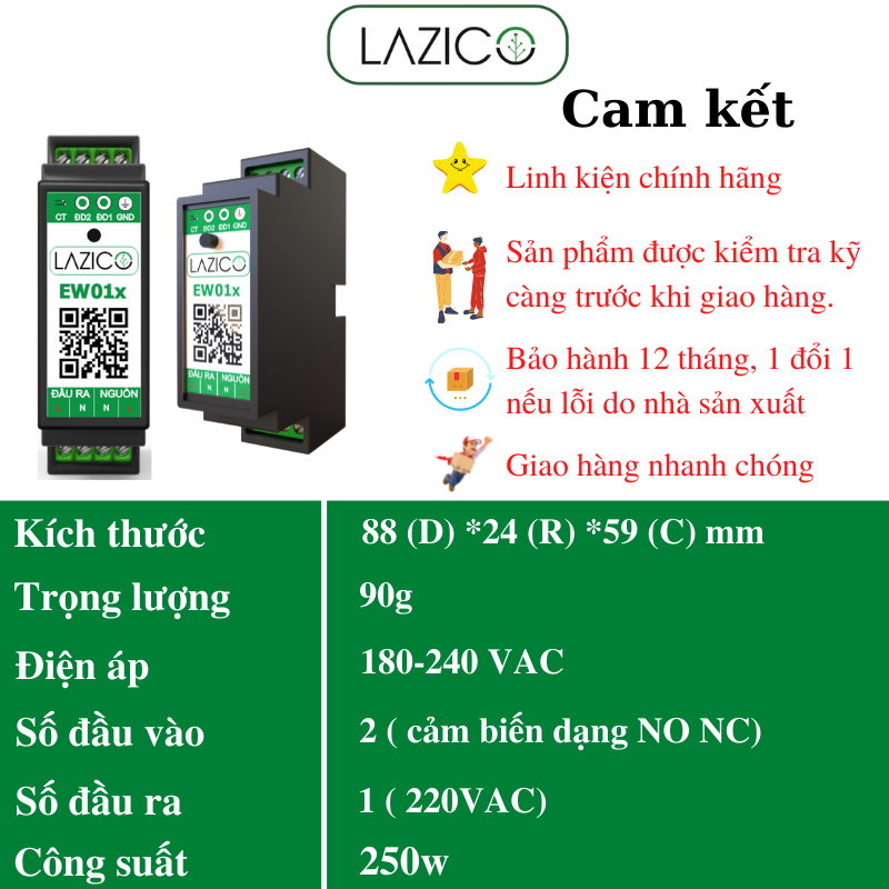 EW01x- Bộ điều khiển từ xa qua Wifi 1 kênh có tích hợp đầu dò giám sát sự cố