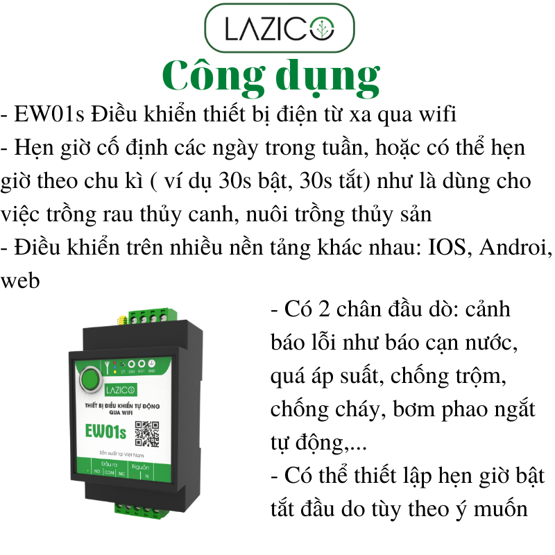 EW01s- Bộ điều khiển từ xa qua wifi 1 kênh- ăn ten dây kéo dài, thu sóng cực tốt