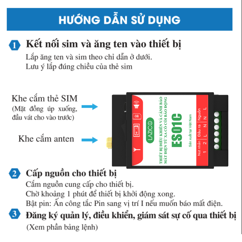 ES01C - Thiết bị điều khiển và cảnh báo mất điện có còi hú báo động