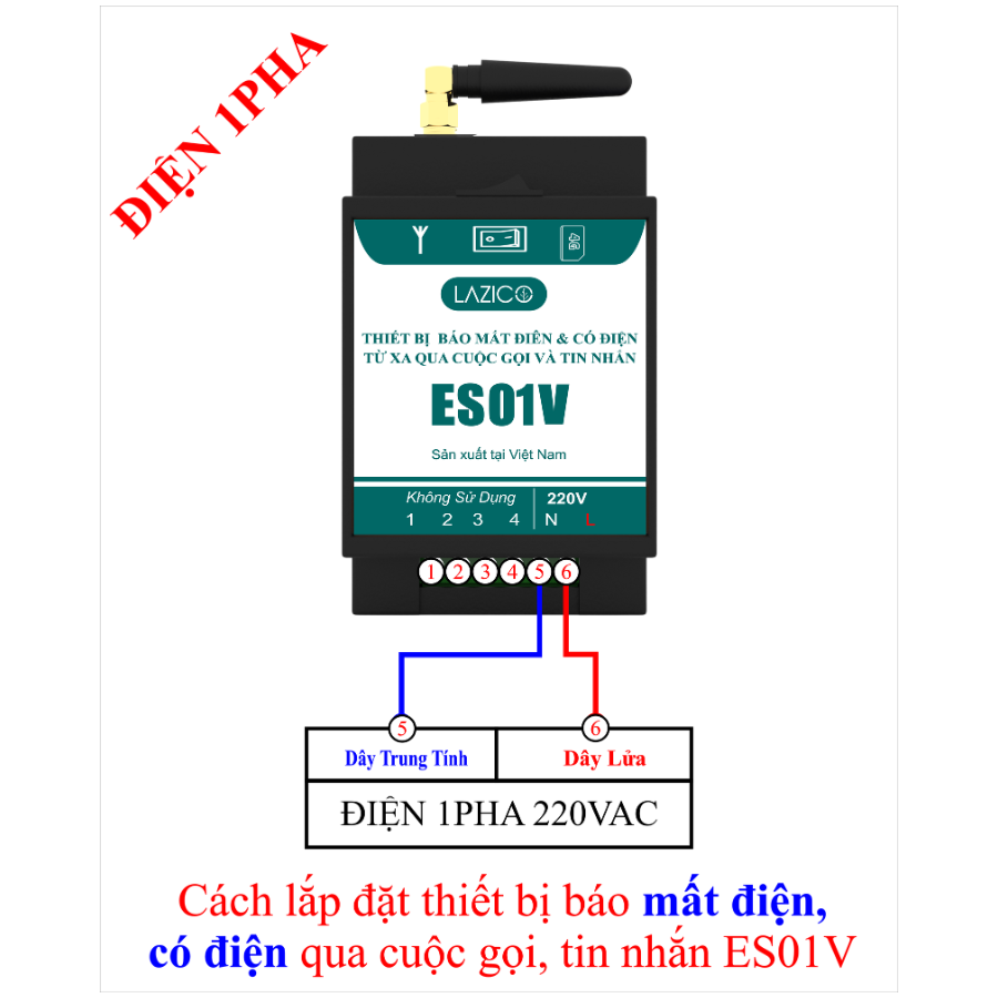 ES01V - THIẾT BỊ CẢNH BÁO MẤT ĐIỆN VÀ CÓ ĐIỆN 1PHA - 220VAC TỪ XA QUA ĐIỆN THOẠI