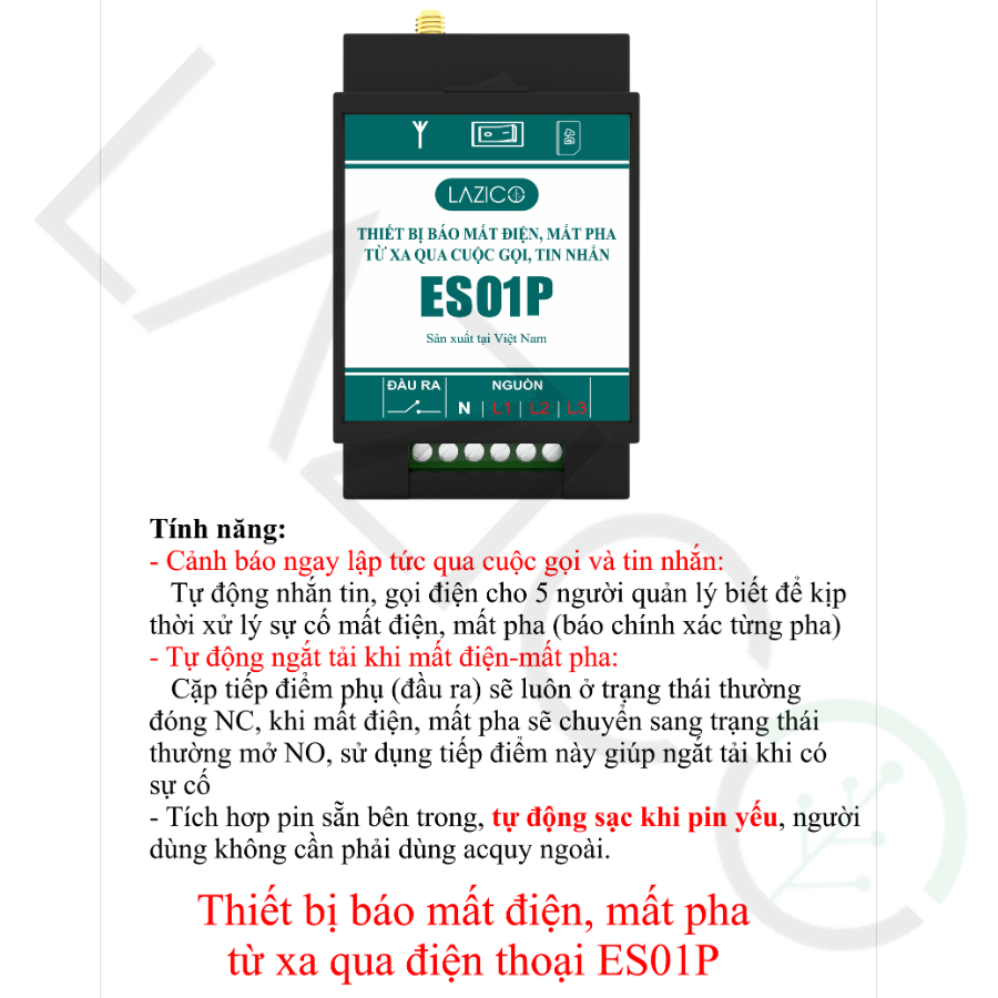 ES01P-THIẾT BỊ CẢNH BÁO MẤT ĐIỆN, MẤT PHA TỪ XA QUA ĐIỆN THOẠI