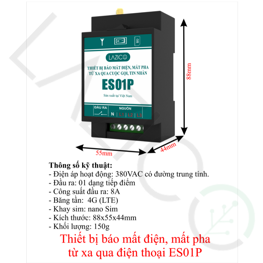 ES01P-THIẾT BỊ CẢNH BÁO MẤT ĐIỆN, MẤT PHA TỪ XA QUA ĐIỆN THOẠI