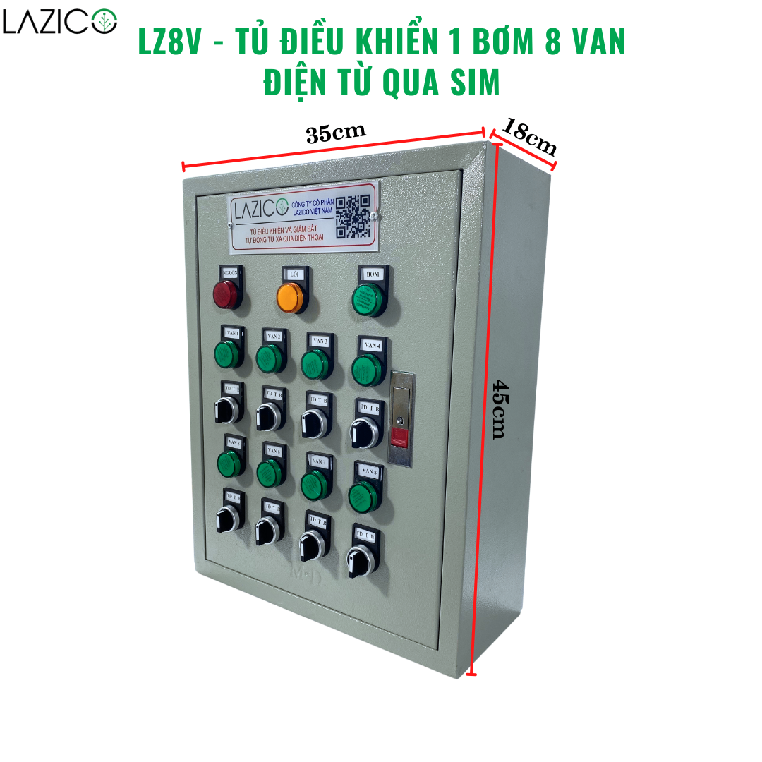 LZ8V- Tủ điều khiển từ xa qua điện thoại 1 bơm 8 van điện từ