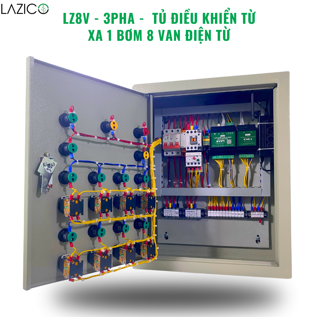 LZ8V-3P- Tủ điều khiển từ xa qua điện thoại 1 bơm, 8 van, 3 pha