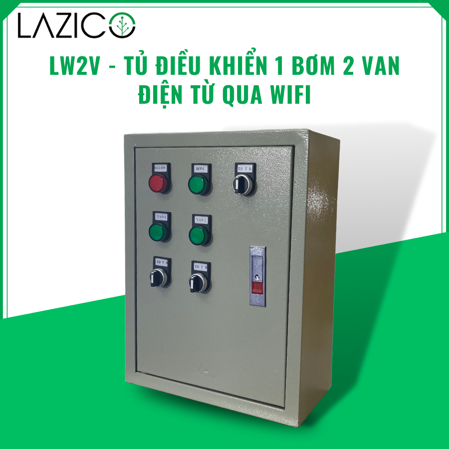 LW2V - Tủ điều khiển 1 bơm 2 van điện từ qua wifi công suất bơm 3hp - 1 pha