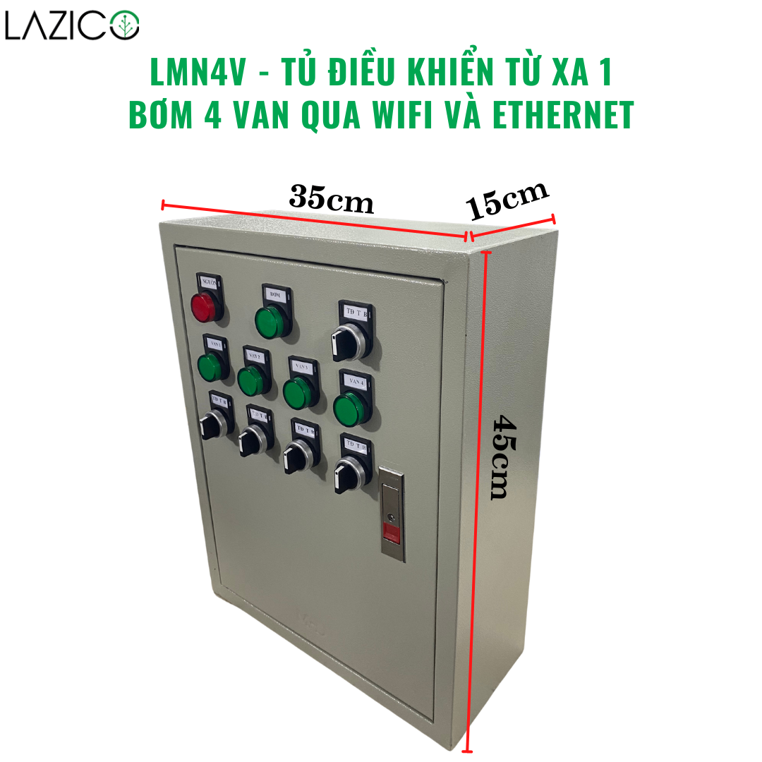 LMN4V - TỦ ĐIỀU KHIỂN TỪ XA QUA WIFI VÀ ETHERNET 1 BƠM 4 VAN ĐIỆN TỪ