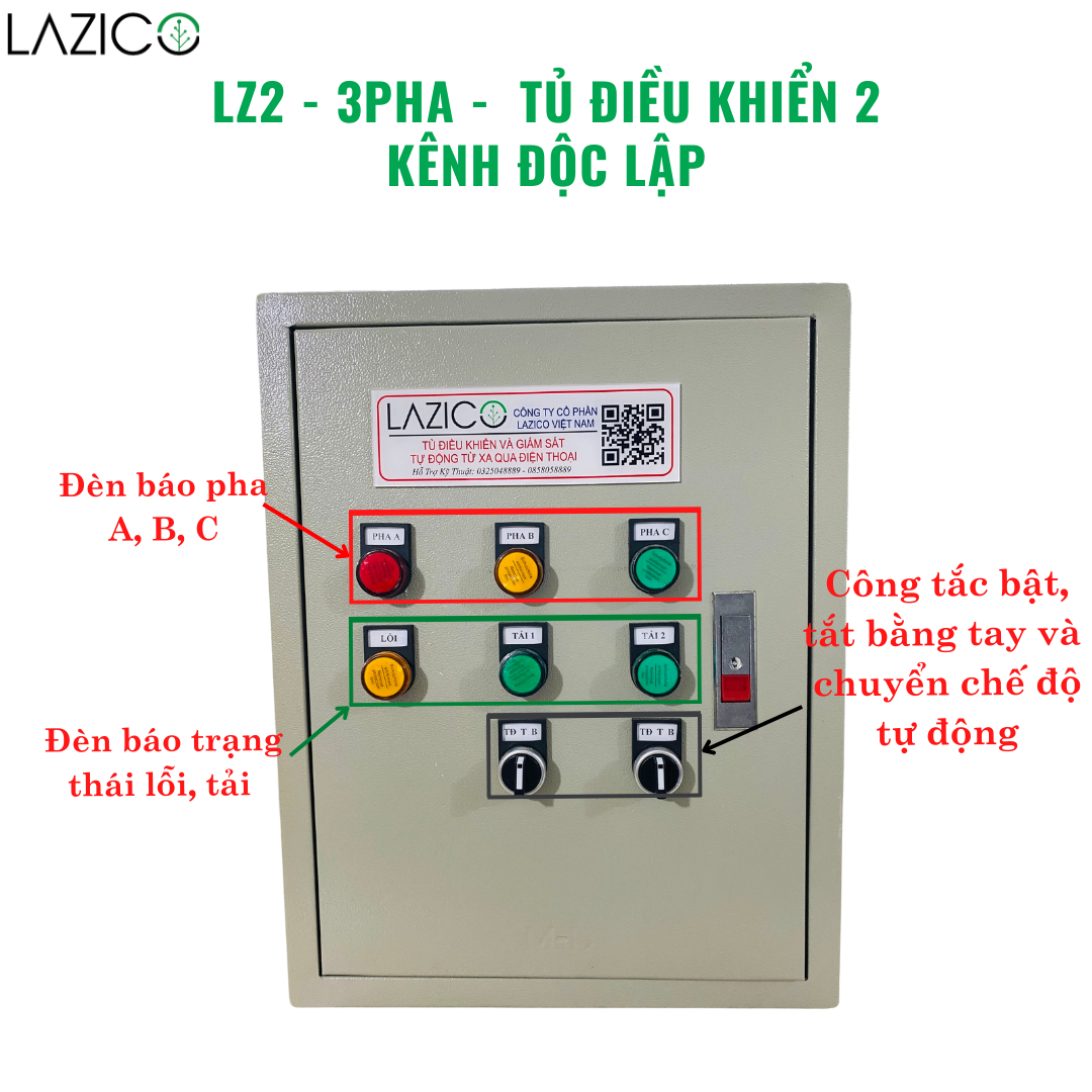 LZ2-3Pha- Tủ điều khiển từ xa qua điện thoại 2 thiết bị 3 pha công suất lớn