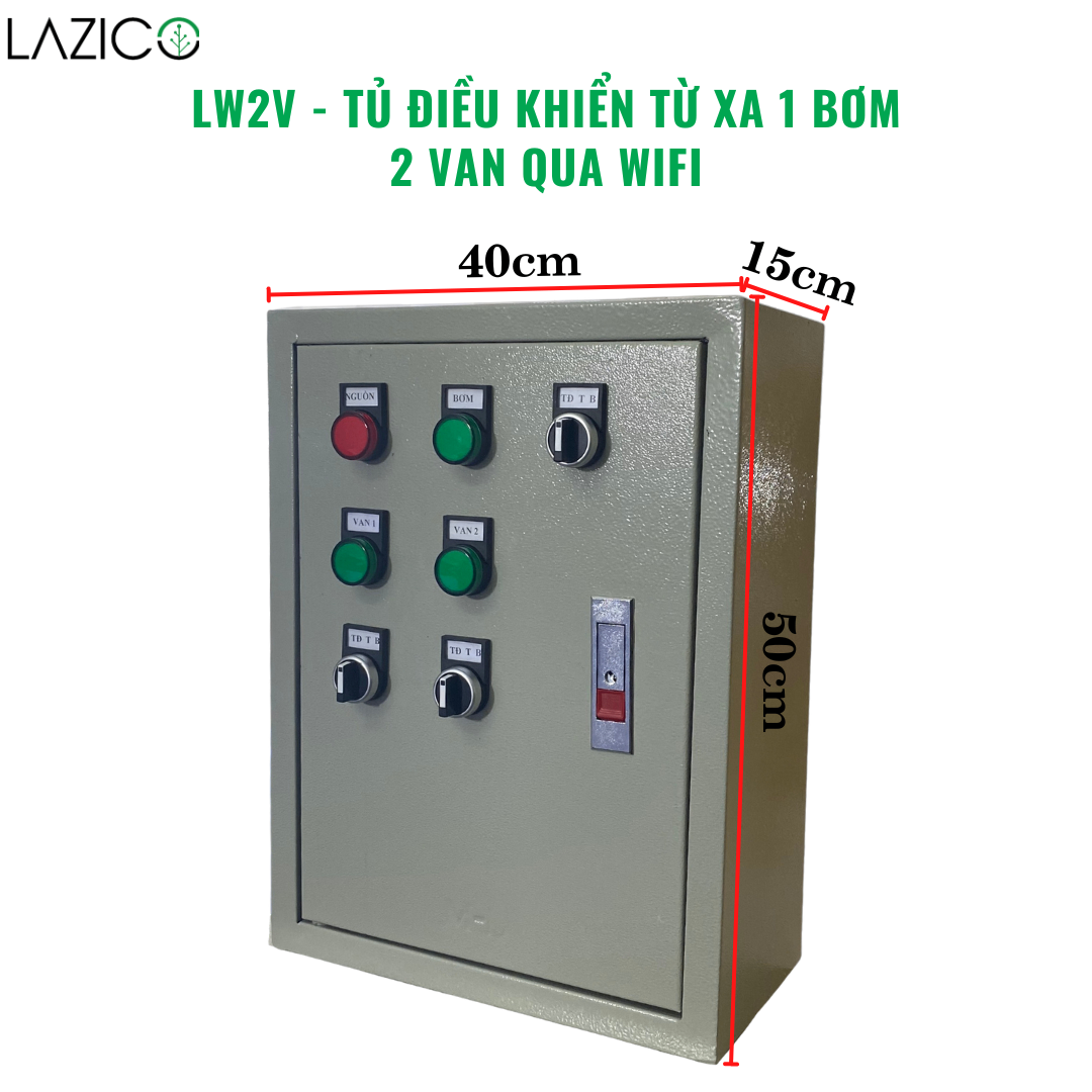 LW2V - Tủ điều khiển 1 bơm 2 van điện từ qua wifi công suất bơm 3hp - 1 pha