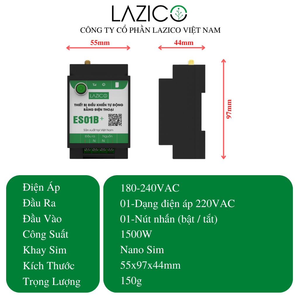 ES01B+ Bộ điều khiển từ xa qua điện thoại công suất 1500W qua App