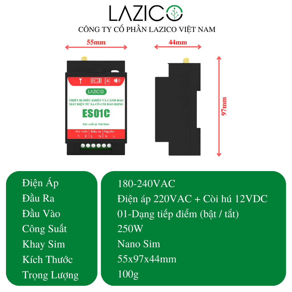 ES01C - Thiết bị điều khiển và cảnh báo mất điện có còi hú báo động