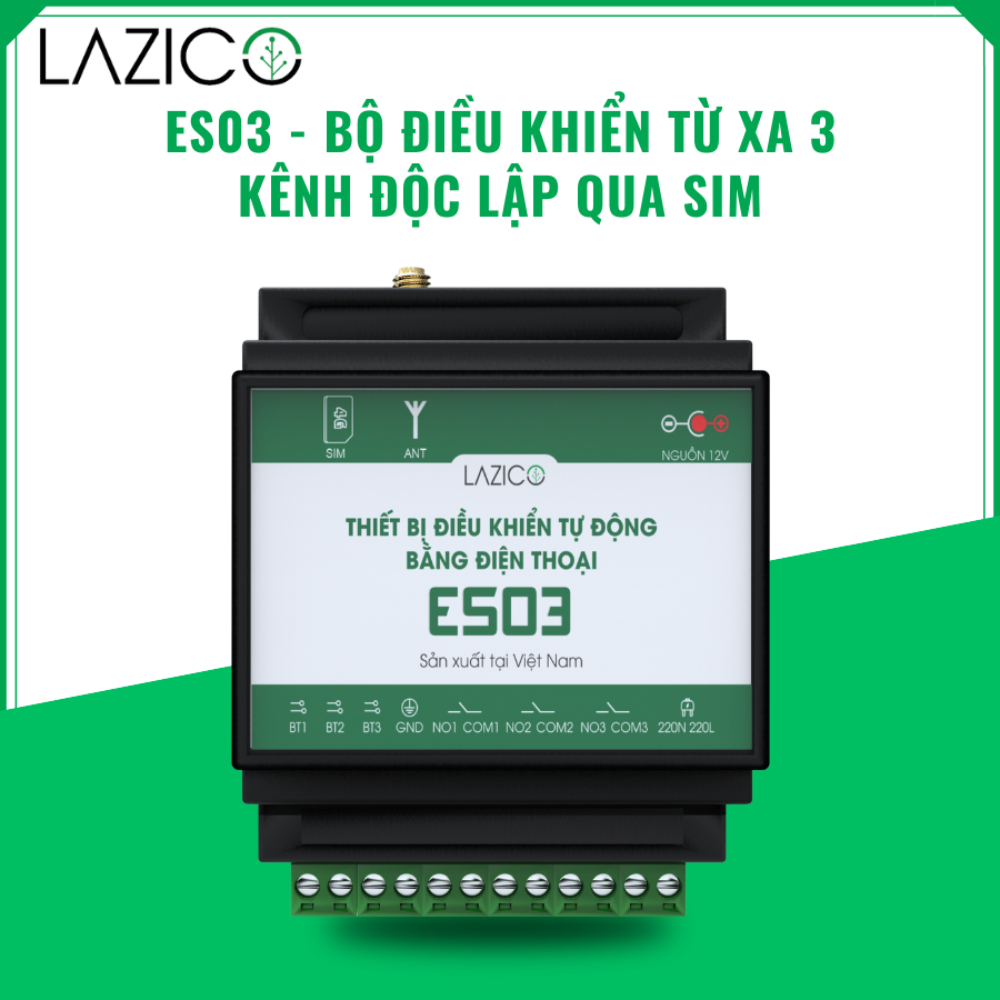 ES03- Bộ điều khiển từ xa bằng SIM điện thoại 3 cổng độc lập