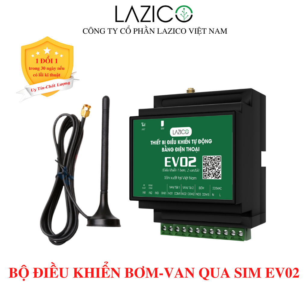 EV02- Bộ điều khiển 1 bơm 2 van từ qua điện thoại