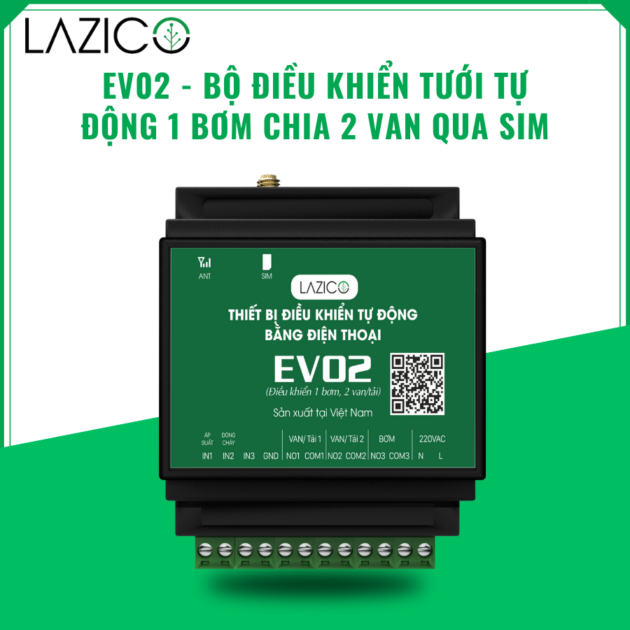 EV02- Bộ điều khiển 1 bơm 2 van từ qua điện thoại