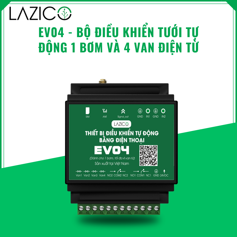 EV04- Thiết bị điều khiển tự động bằng điện thoại 1 bơm 4 van từ