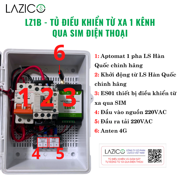 LZ1B- Tủ điều khiển từ xa bằng điện thoại 1 kênh