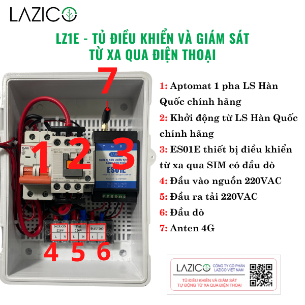 LZ1E Tủ điều khiển bật tắt máy bơm qua điện thoại