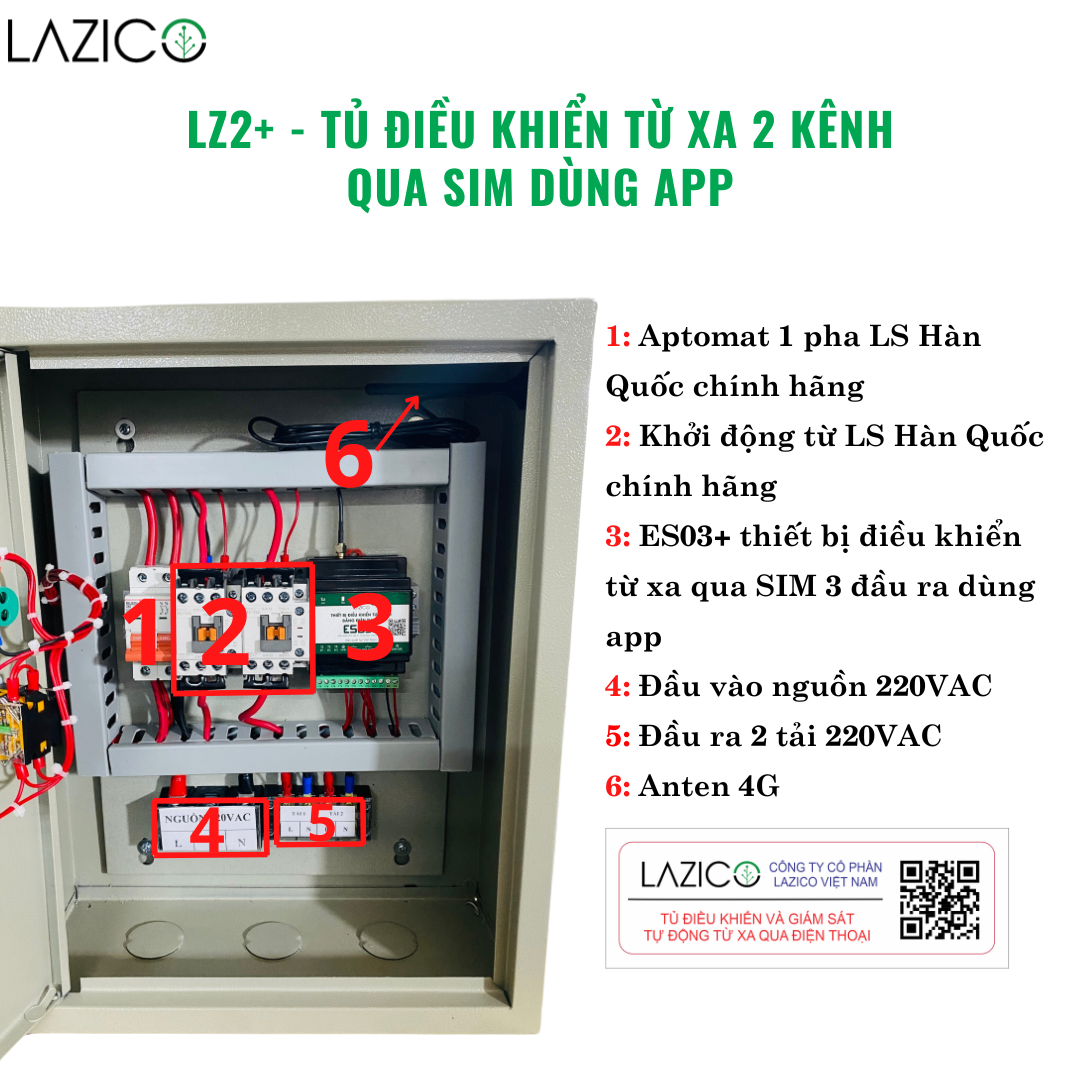 LZ2+ Tủ điều khiển motor từ xa qua điện thoại 2 kênh độc lập