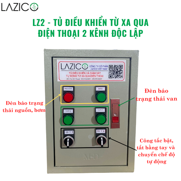 LZ2V - Tủ điều khiển từ xa 1 bơm 1 pha 2 van từ