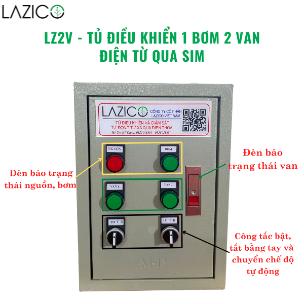 LZ2V - Tủ điều khiển từ xa 1 bơm 1 pha 2 van từ