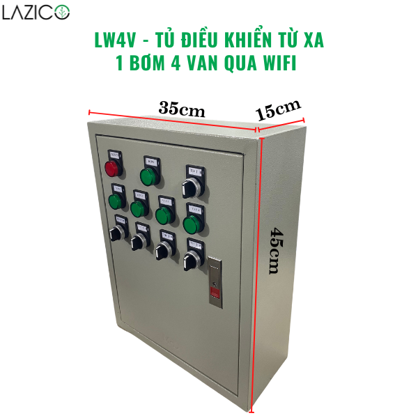 LW4V - Tủ điều khiển từ xa qua wifi 1 bơm 4 van điện từ (24VDC, 220VAC) Bơm 3HP 1Pha