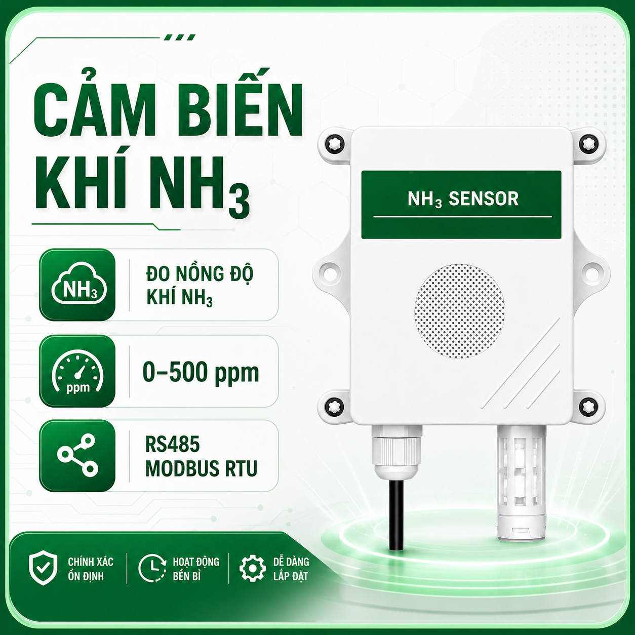 CẢM BIẾN NH3 - RS485 MODBUS RTU-LAZICO