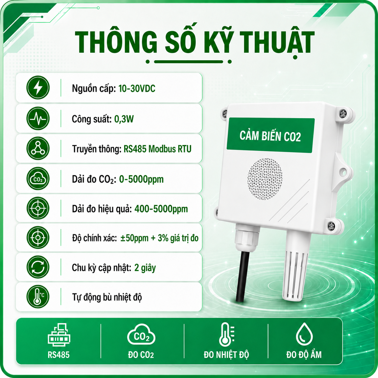 CẢM BIẾN NỒNG ĐỘ CO2 RS485 MODBUS RTU-LAZICO