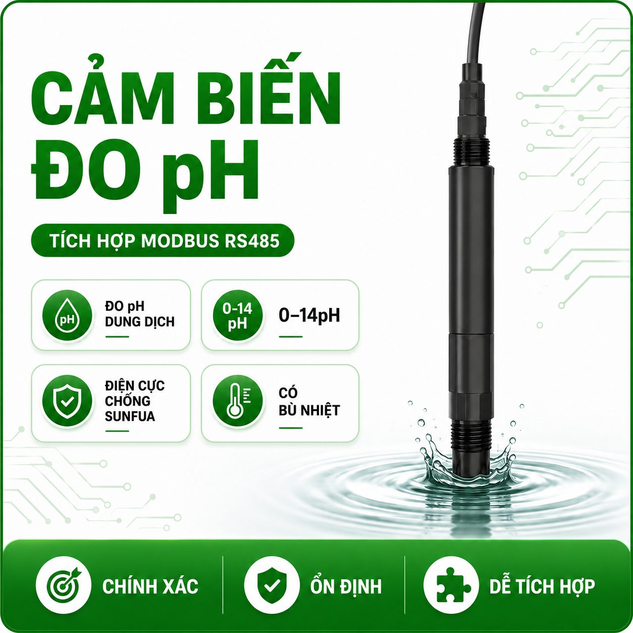 CẢM BIẾN PH DUNG DỊCH RS485 MODBUS RTU- LAZICO