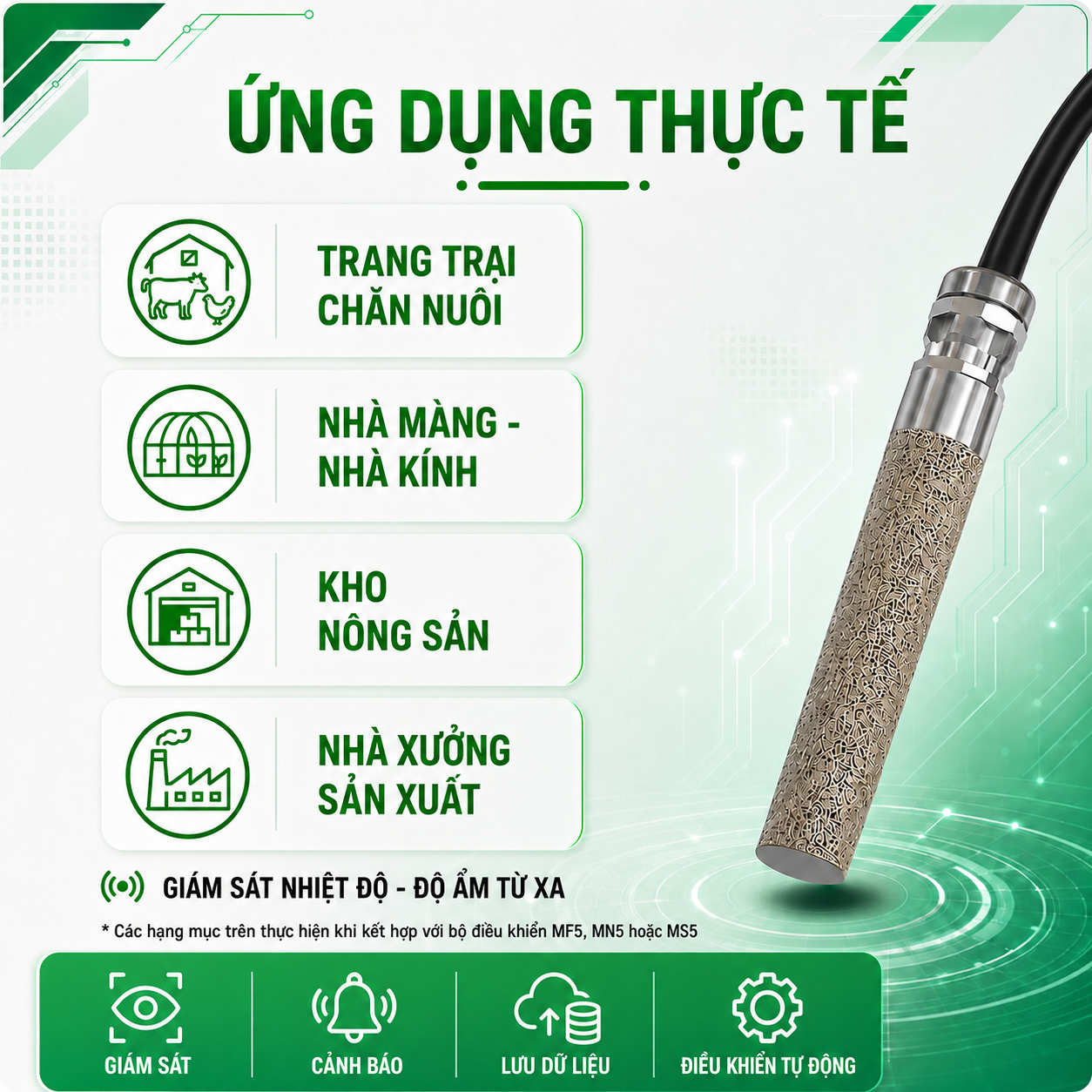 CẢM BIẾN NHIỆT ĐỘ, ĐỘ ẨM KHÔNG KHÍ MÔI TRƯỜNG BỤI CAO