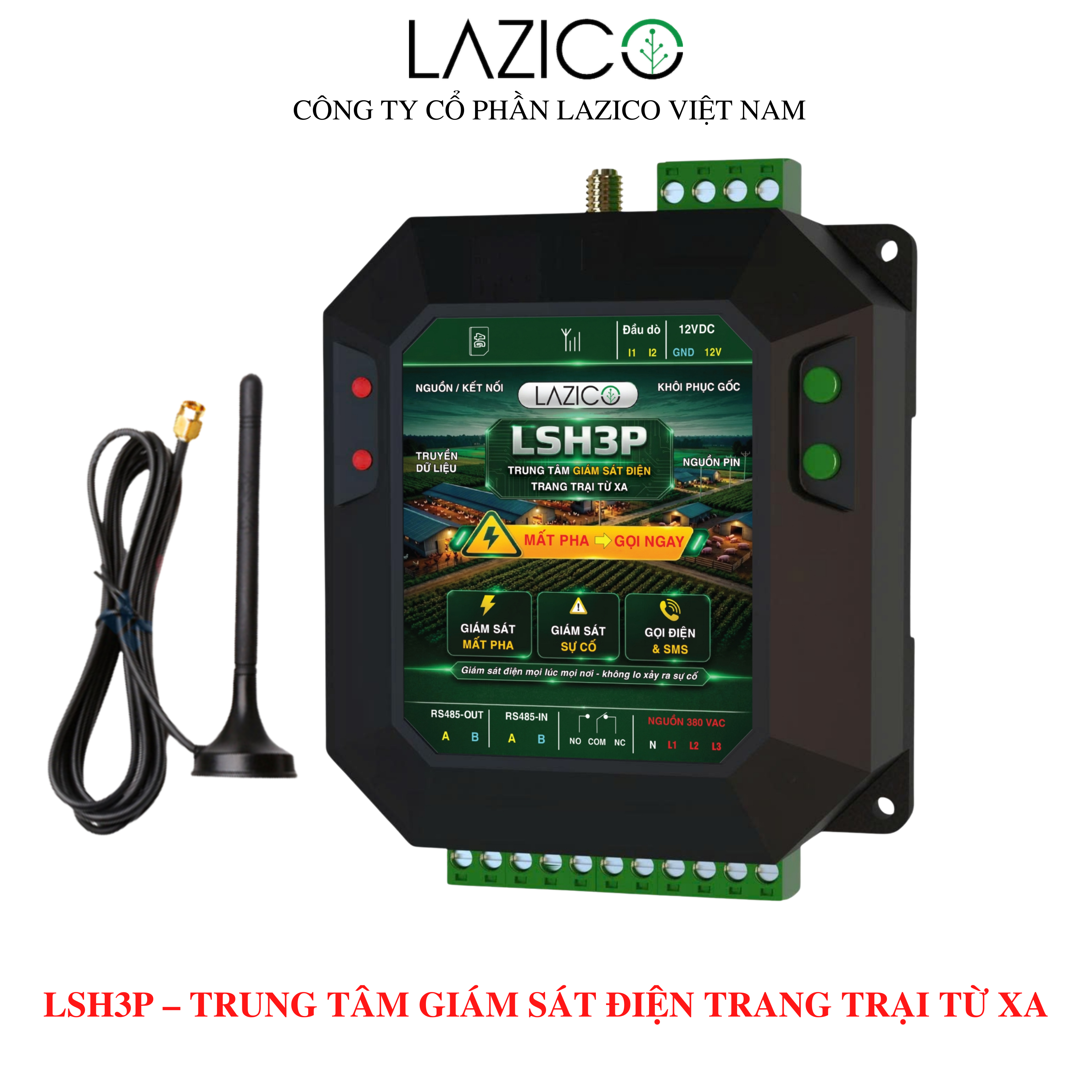 LSH3P – Bộ giám sát điện 3 pha trung tâm cho trang trại nhiều khu (mở rộng node RS485)