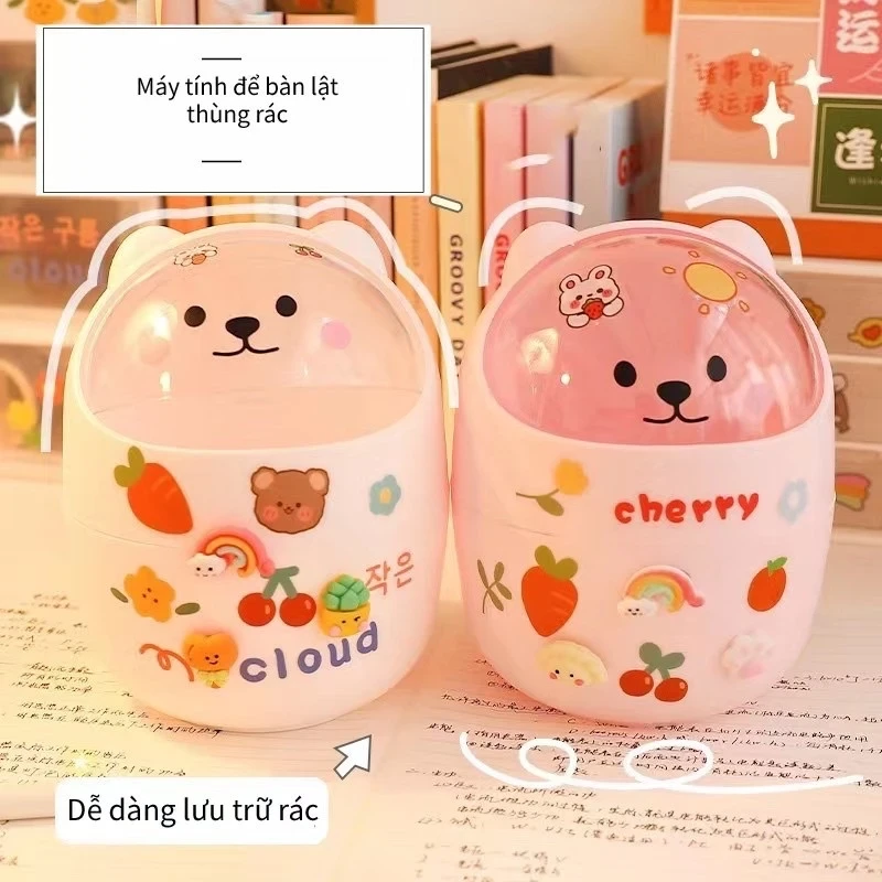 Thùng rác mini để bàn nắp thú
