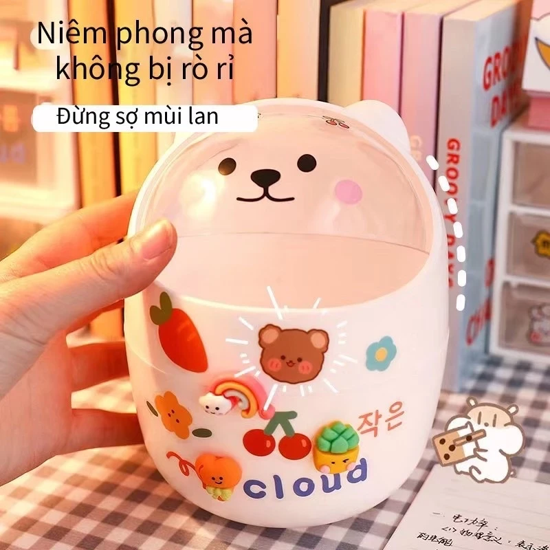 Thùng rác mini để bàn nắp thú