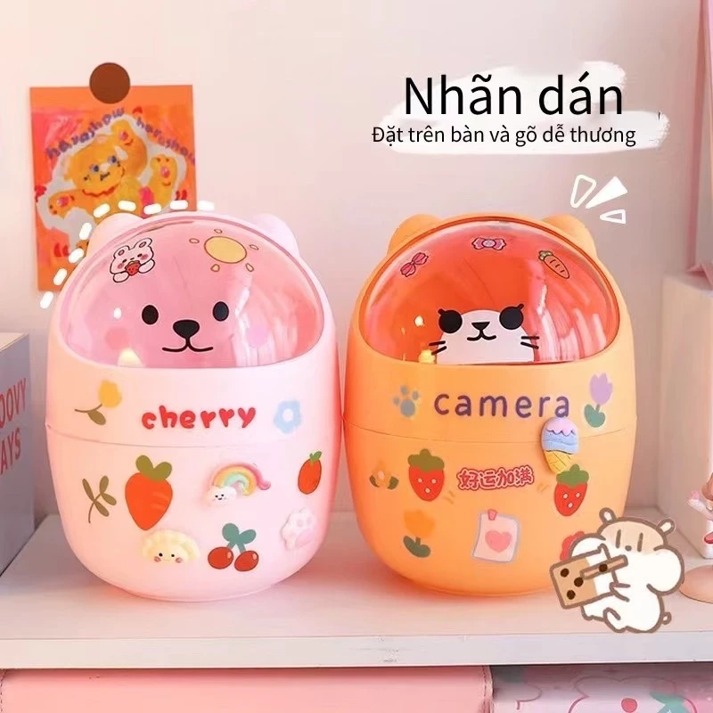 Thùng rác mini để bàn nắp thú