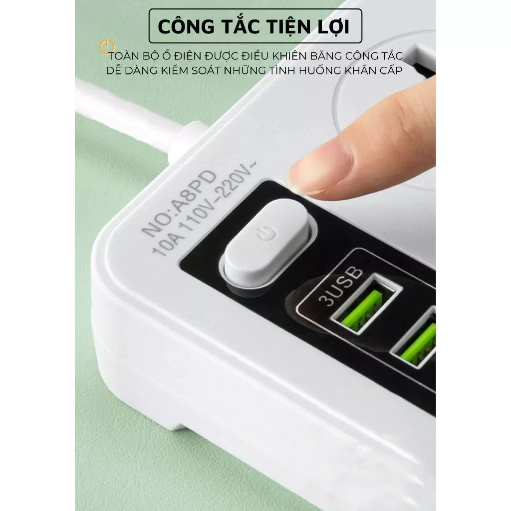 Ổ điện 8 cổng kèm 3 ổ USB
