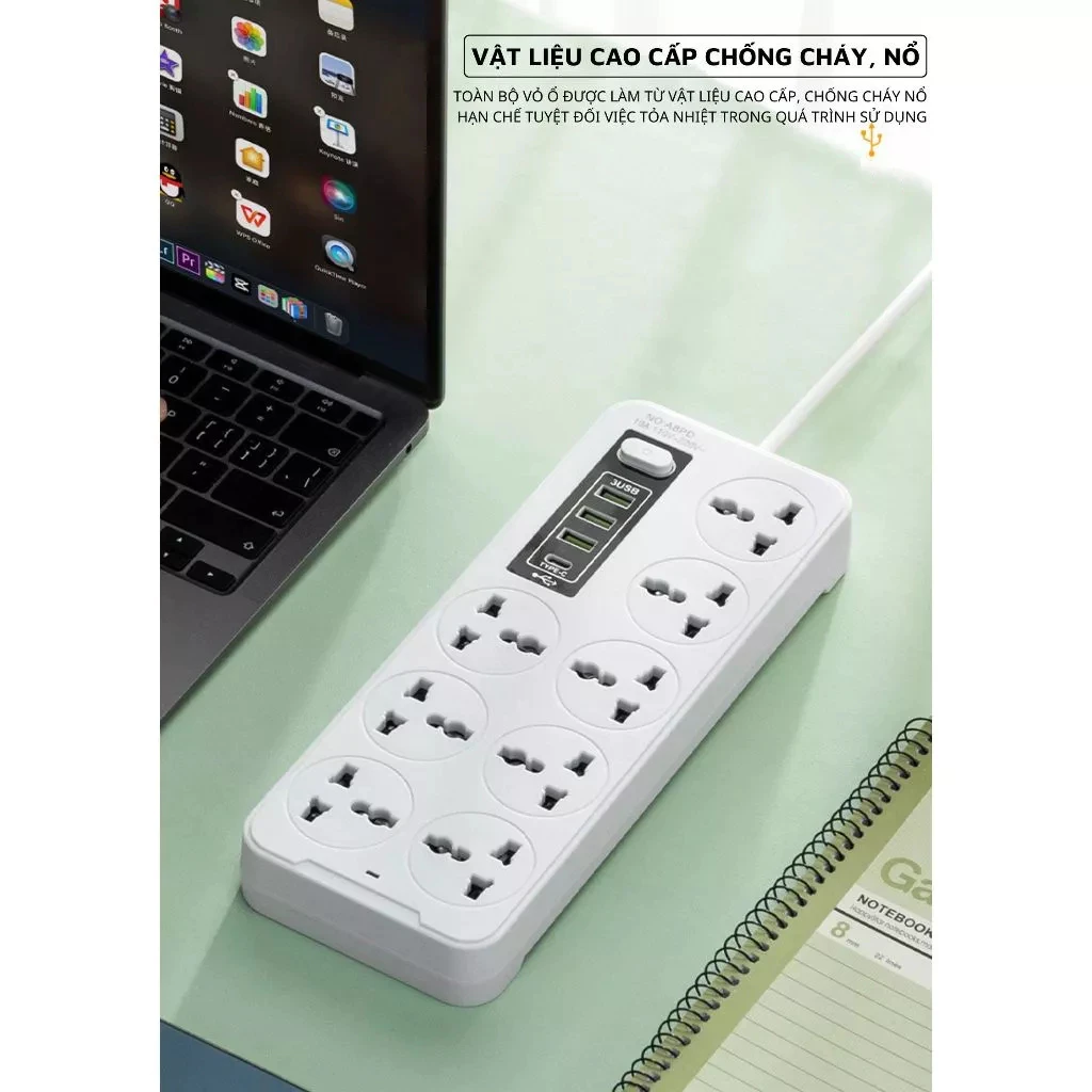 Ổ điện 8 cổng kèm 3 ổ USB