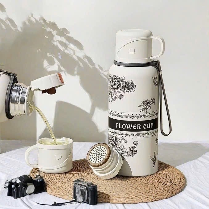 Bình giữ nhiệt kèm cốc hình hoa