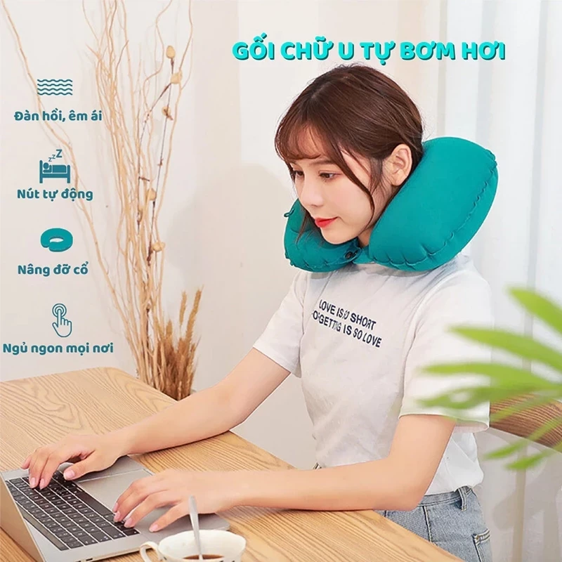 Gối chữ u bơm hơi tự động