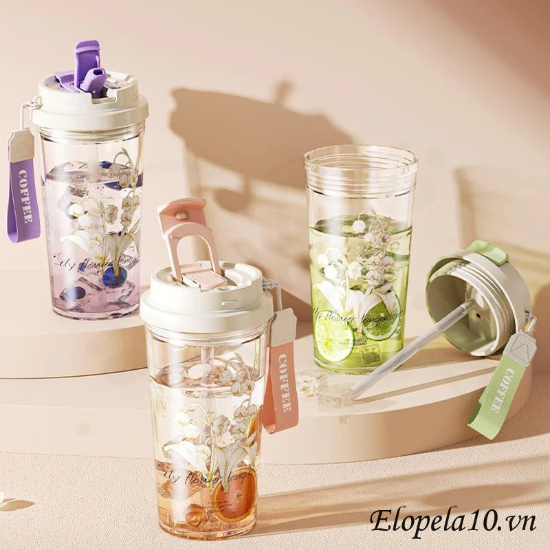 Bình nước nhựa hoa 650ml 9336