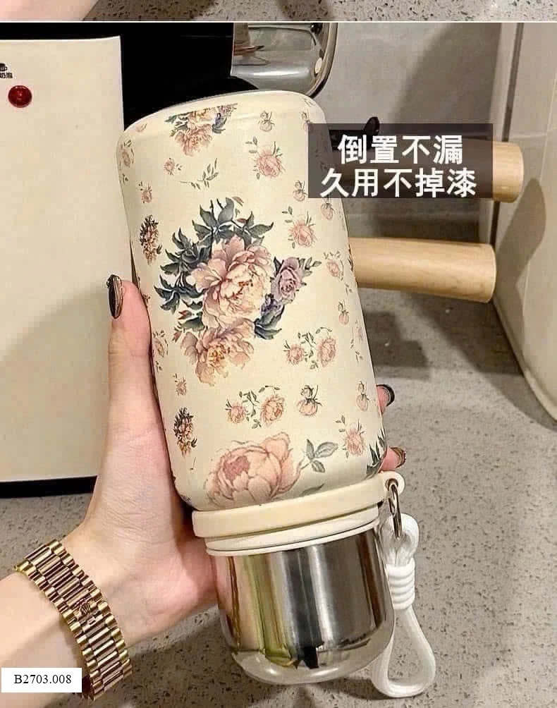 Bình giữ nhiệt họa tiết hoa