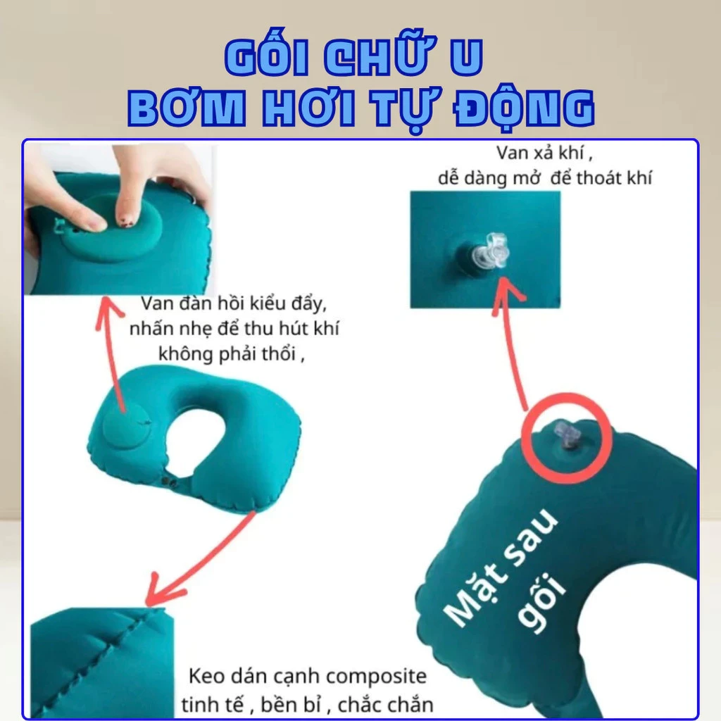 Gối chữ u bơm hơi tự động