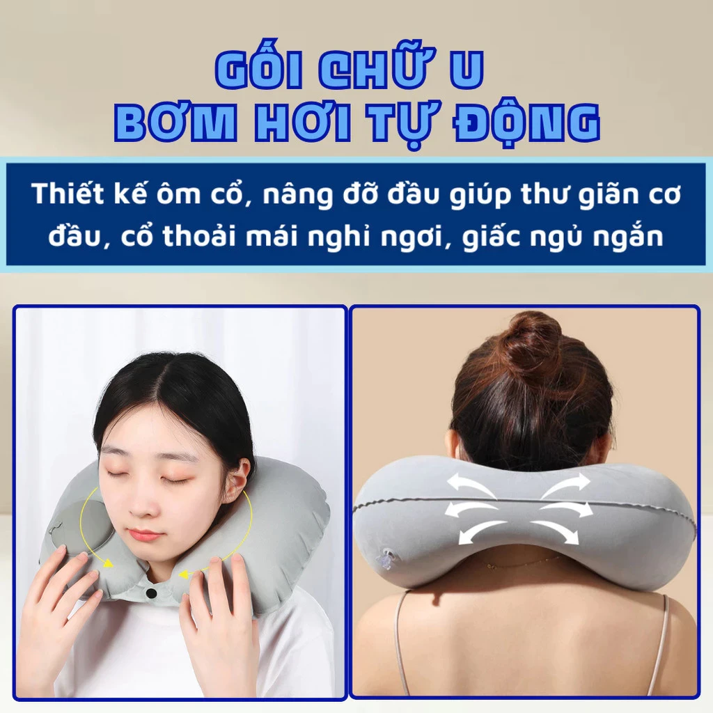Gối chữ u bơm hơi tự động